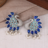 Shyla Peacock Stud Earrings – Blue & Green | Traditional Indian Jewelry